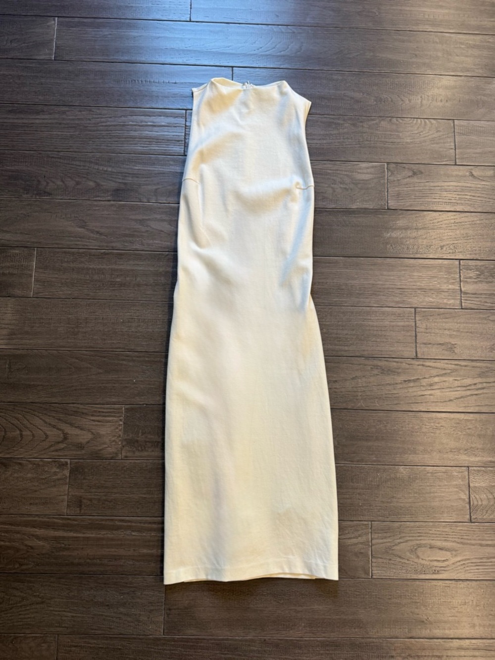 Babaton Cream Sleeveless Midi Sheath Dress with Crew Neck